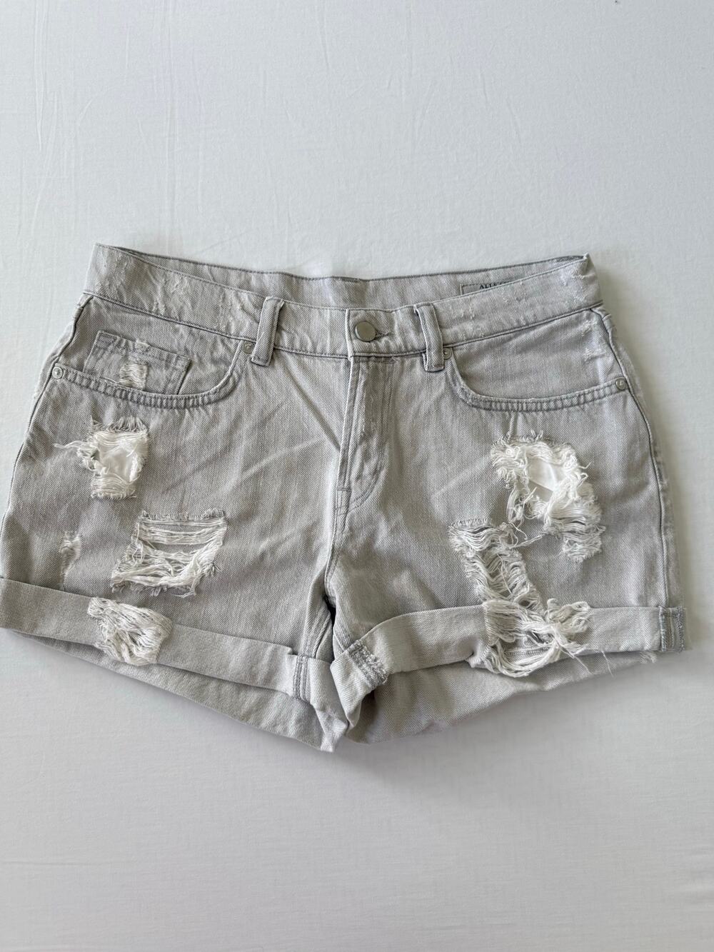 AllSaints Pam distressed denim shorts Light Grey size 30